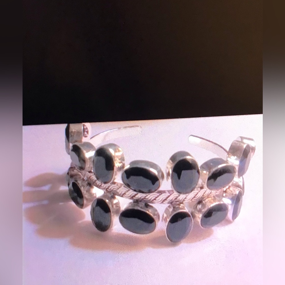 Black Onyx 925 Sterling Silver Cuff Bracelet
